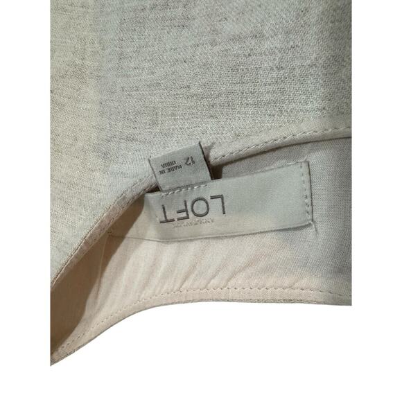 Loft Dress Linen Cotton Size 12 Beige with Black Border - Picture 4 of 10